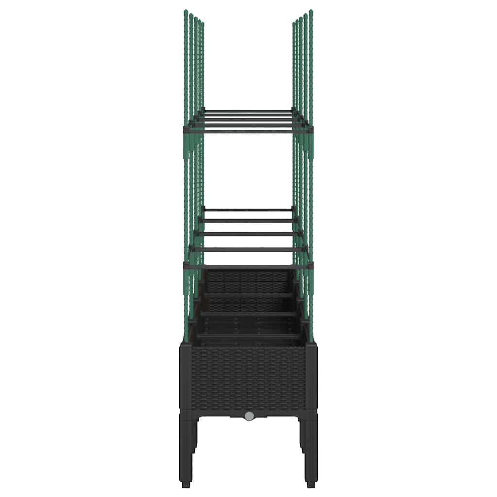 Garden Planter with Trellis Black 160x40x142.5 cm PP