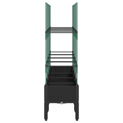 Garden Planter with Trellis Black 160x40x142.5 cm PP