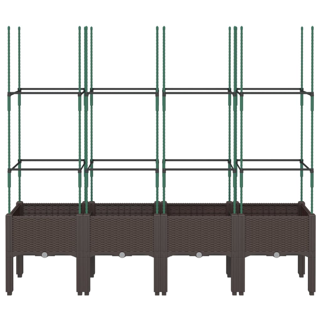 Garden Planter with Trellis Brown 160x40x142.5 cm PP