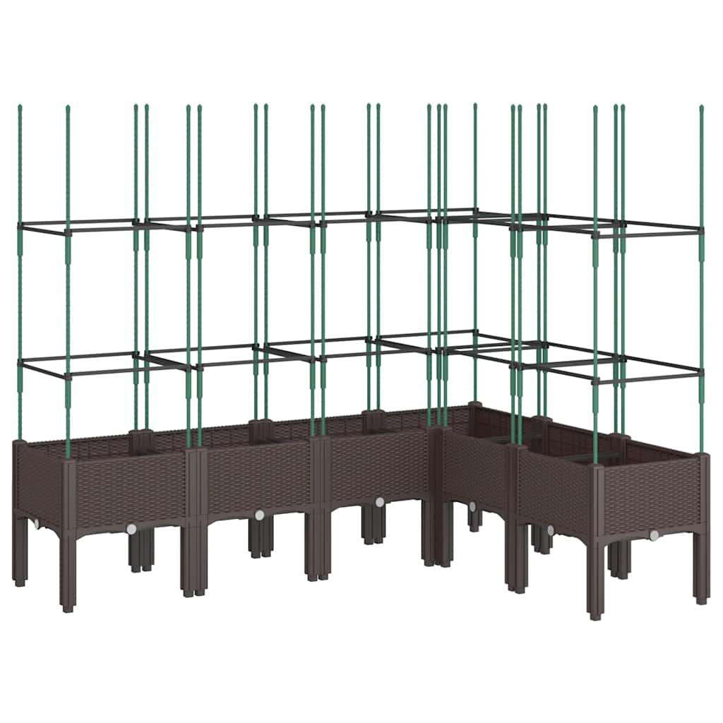 Garden Planter with Trellis Brown 160x120x142.5 cm PP