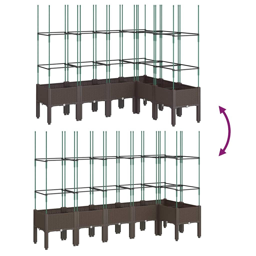 Garden Planter with Trellis Brown 160x120x142.5 cm PP