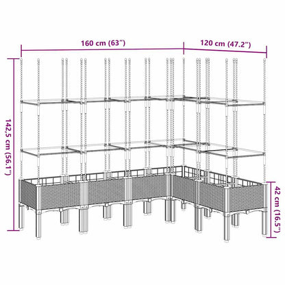 Garden Planter with Trellis Brown 160x120x142.5 cm PP