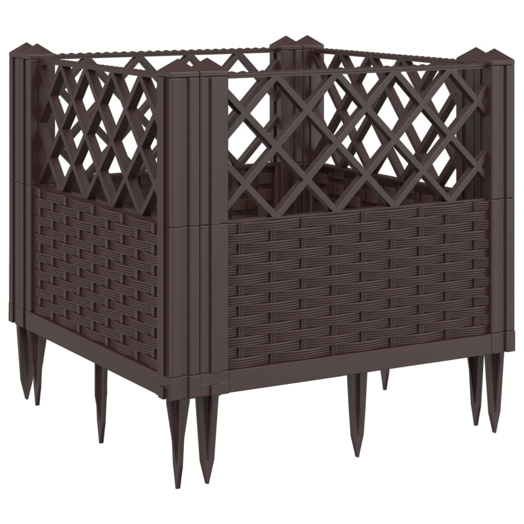 Garden Planter with Pegs Brown 43.5x43.5x43.5 cm PP