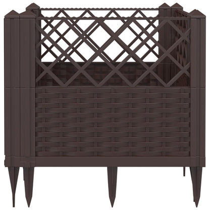 Garden Planter with Pegs Brown 43.5x43.5x43.5 cm PP