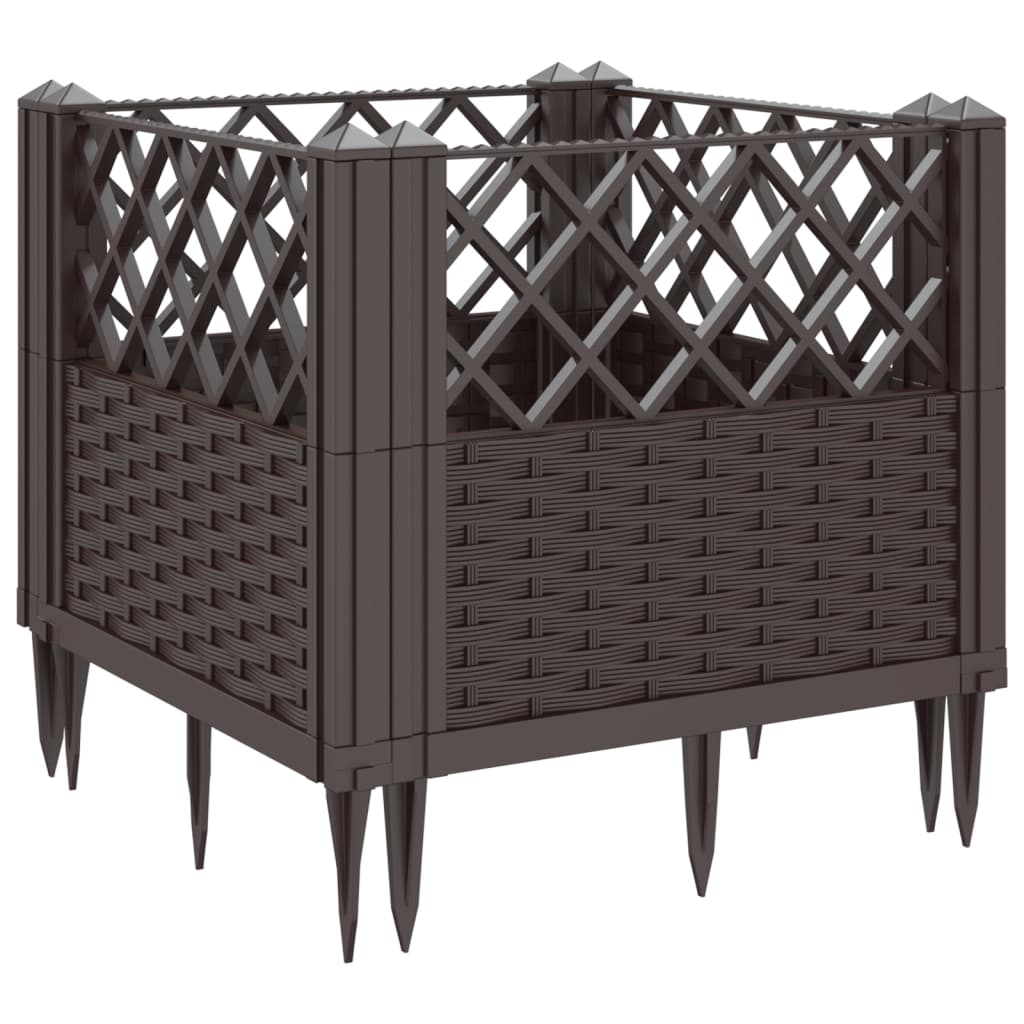 Garden Planter with Pegs Brown 43.5x43.5x43.5 cm PP