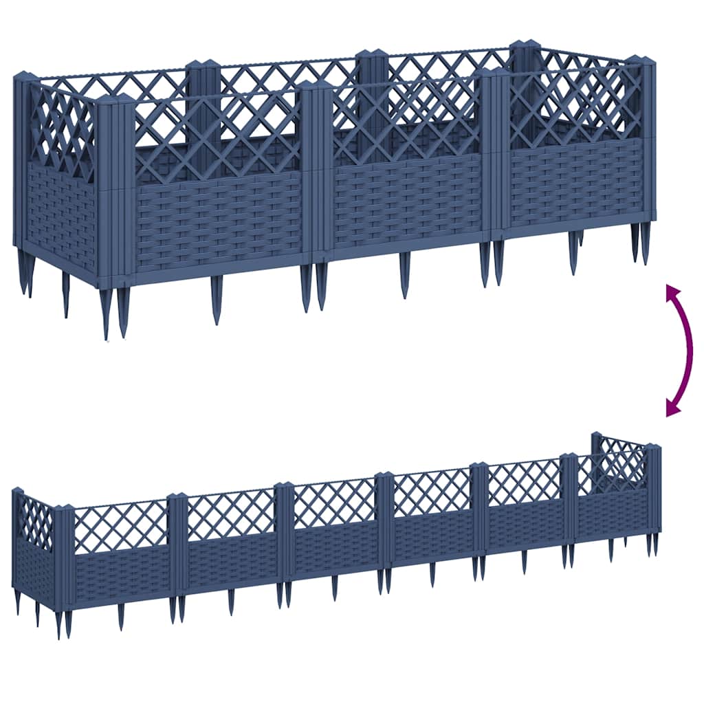 Garden Planter with Pegs Blue Grey 123.5x43.5x43.5 cm PP