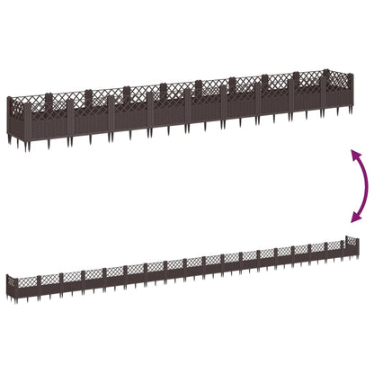 Garden Planter with Pegs Brown 363.5x43.5x43.5 cm PP