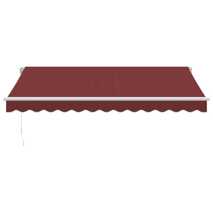 Manual Retractable Awning with LED Burgundy 350x250 cm