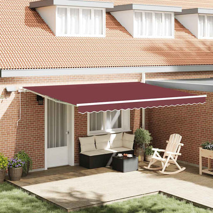 Manual Retractable Awning with LED Burgundy 450x300 cm