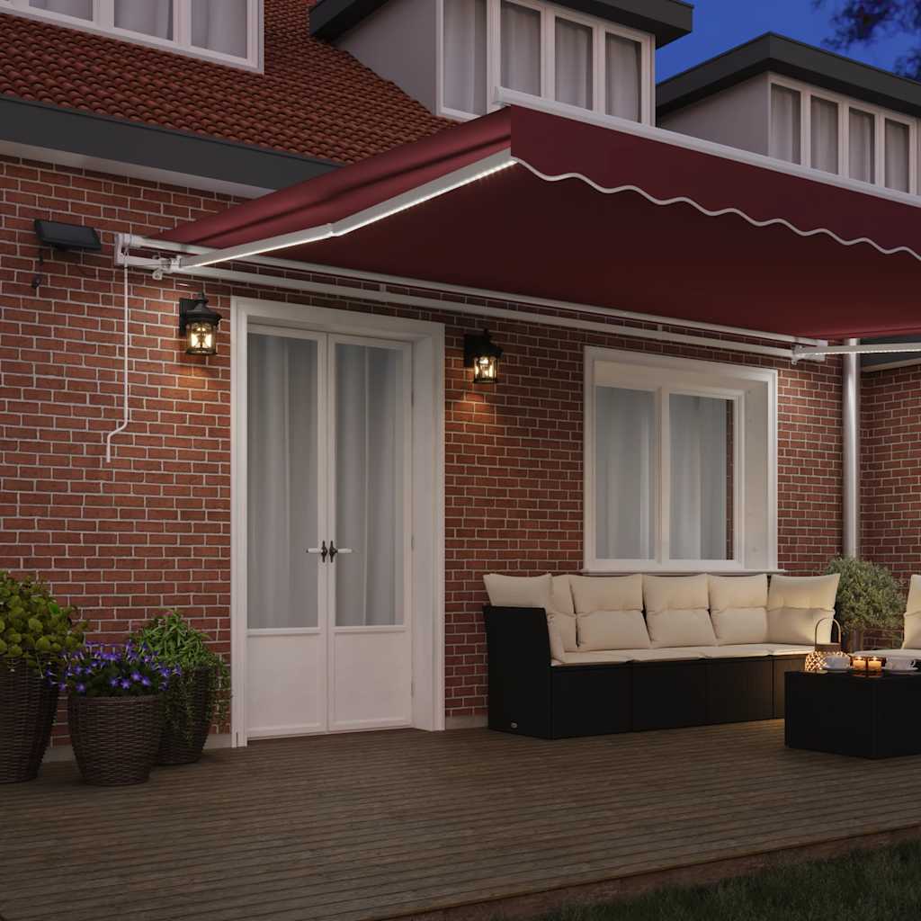 Retractable Awning | Burgundy | Powder-coated aluminium | Large