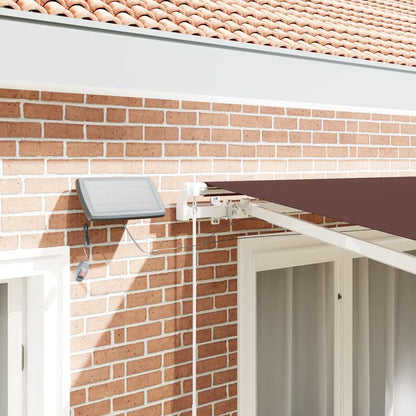 Manual Retractable Awning with LED Brown 300x250 cm