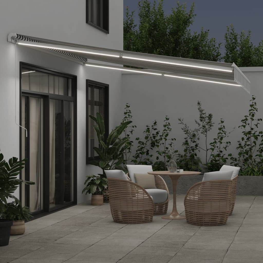 Manual Retractable Awning with LED Anthracite&White 400x350 cm