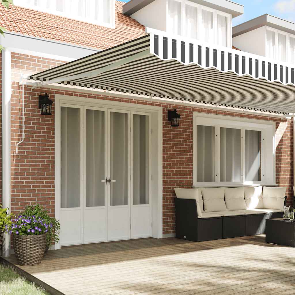 Manual Retractable Awning Anthracite&White 600x300 cm