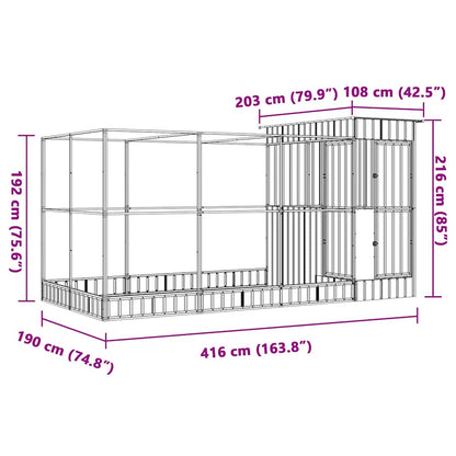 Aviary with Extension Silver 416x203x216 cm Steel