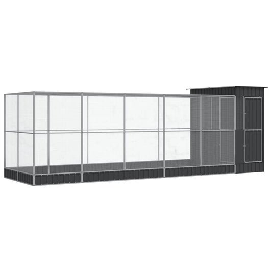 Aviary with Extension Silver 623x203x216 cm Steel