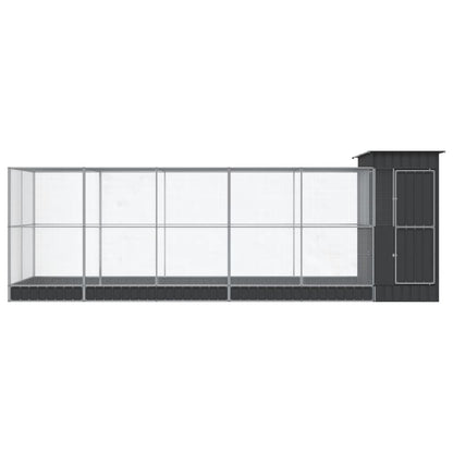 Aviary with Extension Silver 623x203x216 cm Steel