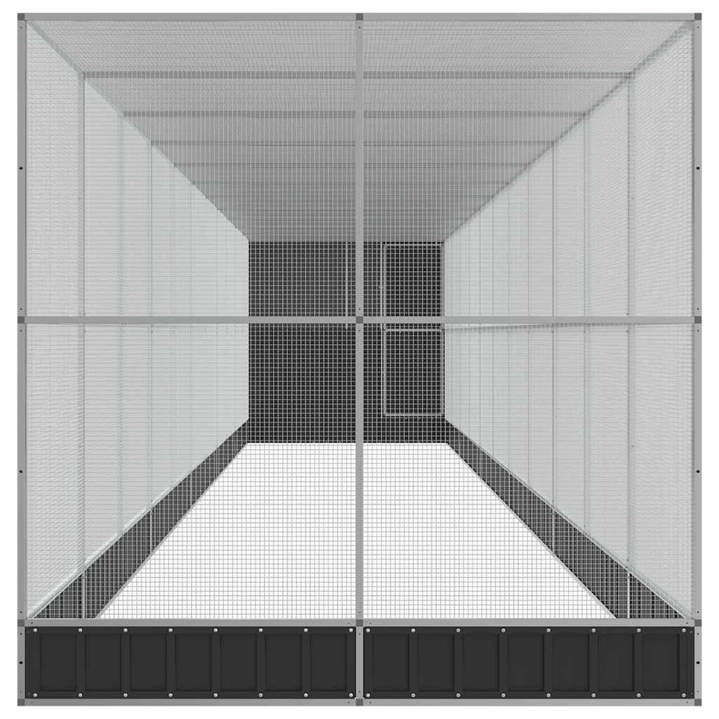 Aviary with Extension Silver 1244x203x216 cm Steel
