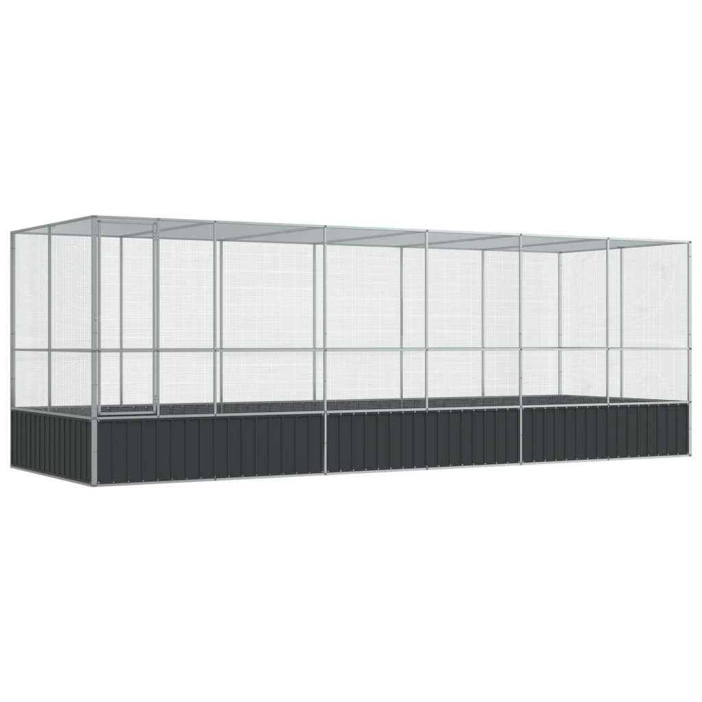 Aviary with Extension Silver 246.1"x81.5"x83.5" Steel