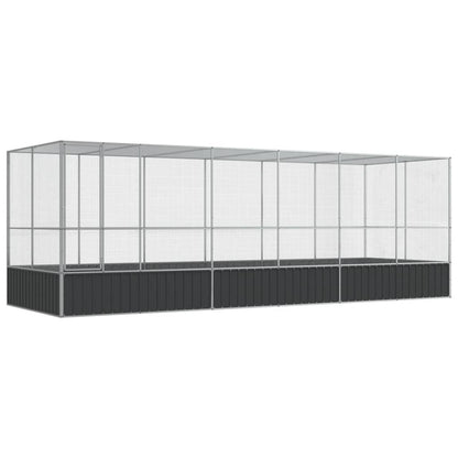 Aviary with Extension Silver 246.1"x81.5"x83.5" Steel