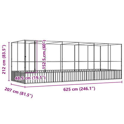 Aviary with Extension Silver 246.1"x81.5"x83.5" Steel