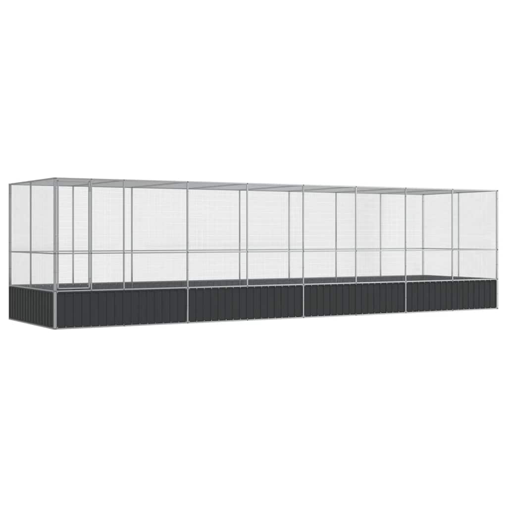 Aviary with Extension Silver 327.6"x81.5"x83.5" Steel