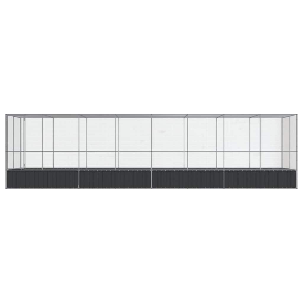 Aviary with Extension Silver 327.6"x81.5"x83.5" Steel