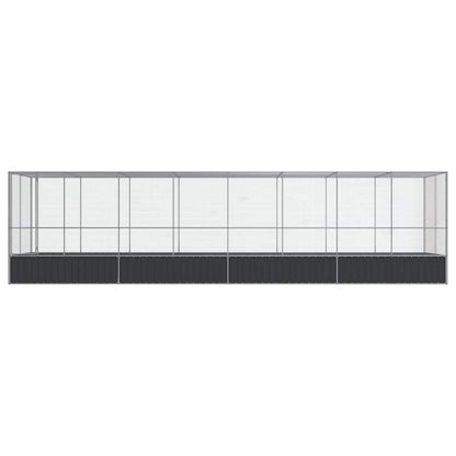 Aviary with Extension Silver 327.6"x81.5"x83.5" Steel