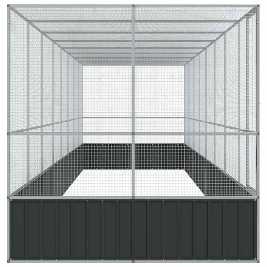Aviary with Extension Silver 327.6"x81.5"x83.5" Steel