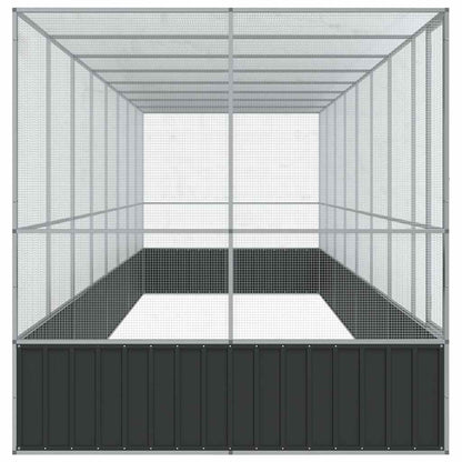 Aviary with Extension Silver 327.6"x81.5"x83.5" Steel