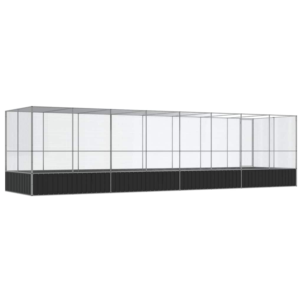 Aviary with Extension Silver 327.6"x81.5"x83.5" Steel