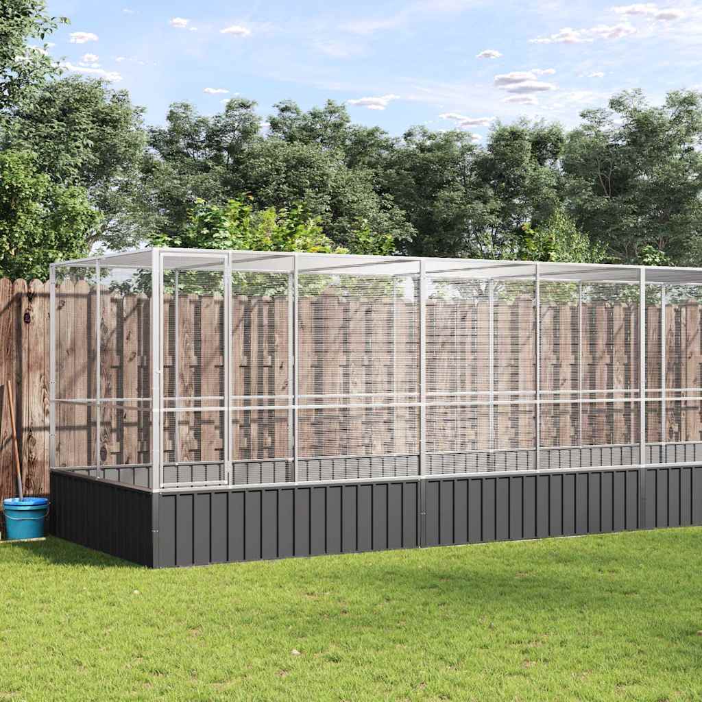 Aviary with Extension Silver 327.6"x81.5"x83.5" Steel