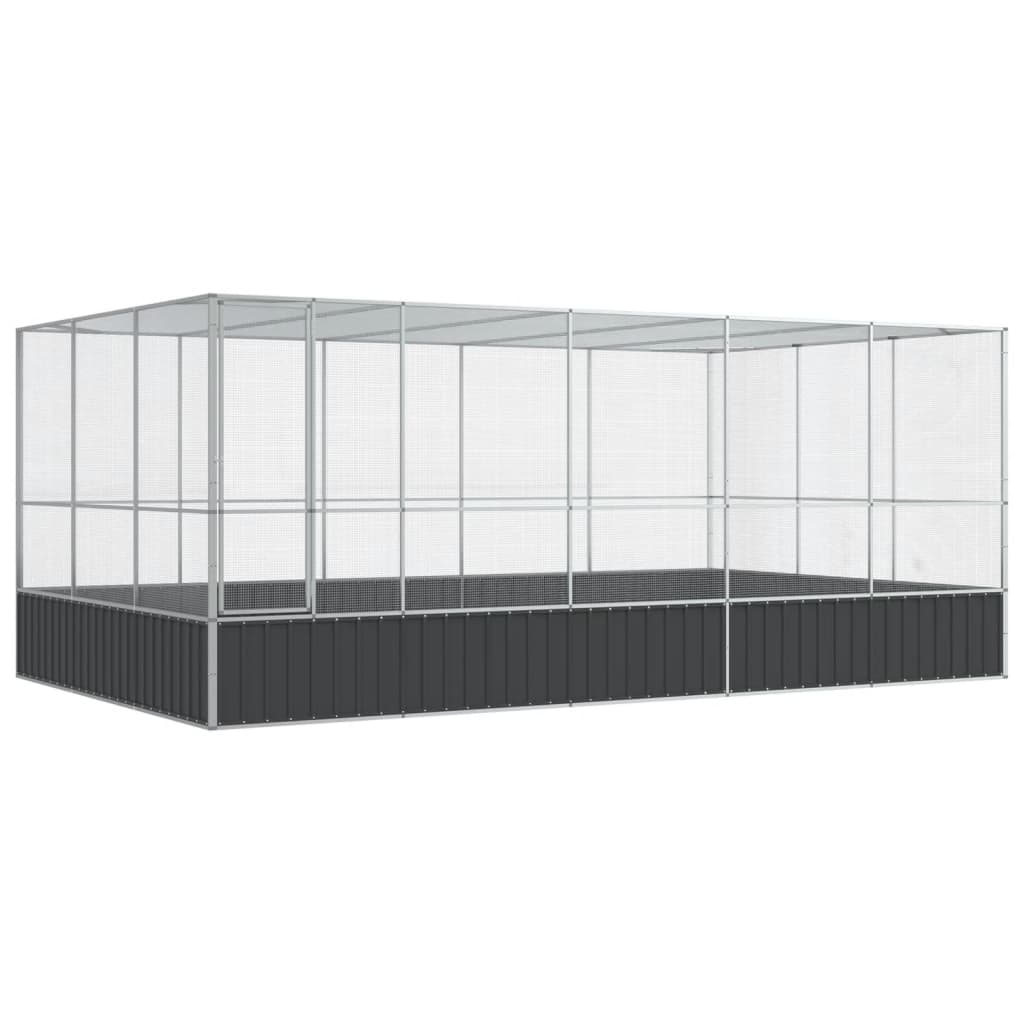 Aviary Silver Galvanized steel Large Aviary Rectangular