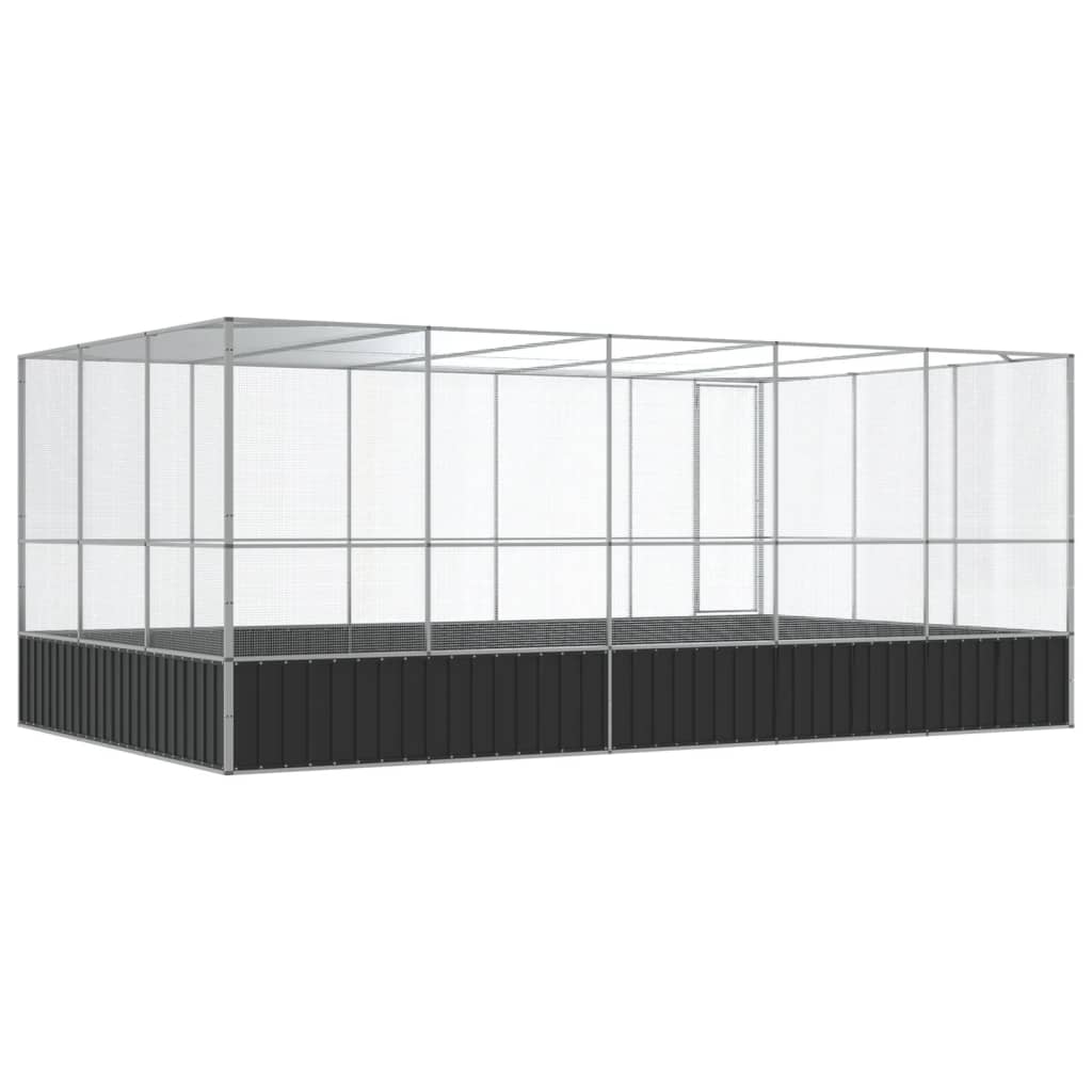Aviary Silver Galvanized steel Large Aviary Rectangular