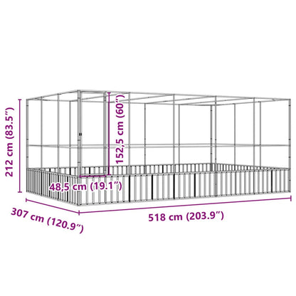Aviary Silver Galvanized steel Large Aviary Rectangular