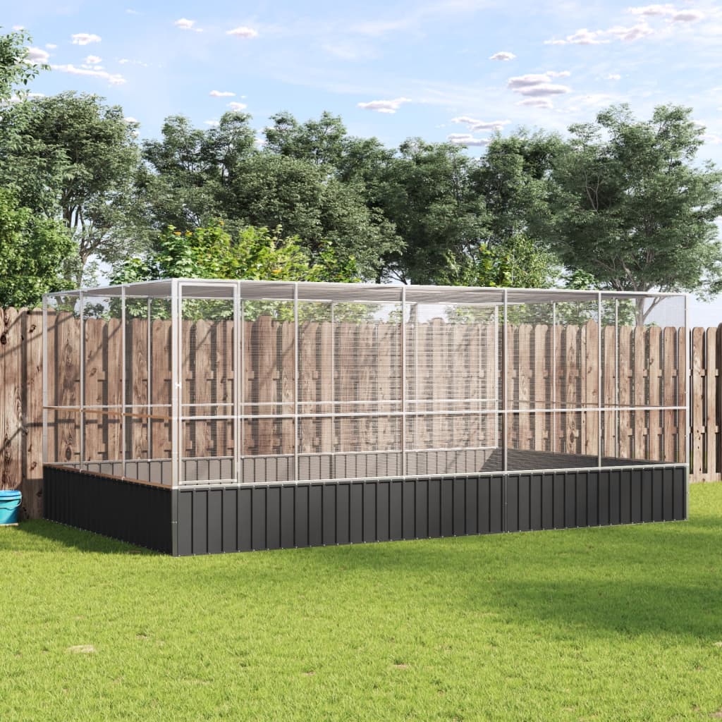 Aviary Silver Galvanized steel Large Aviary Rectangular