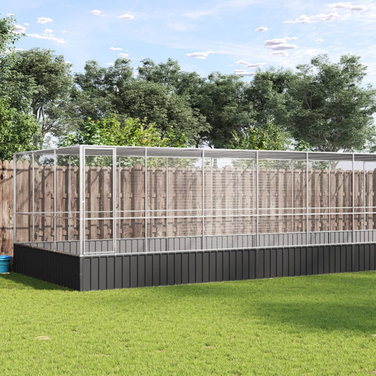 Aviary with Extension Silver 448.4"x120.9"x83.5" Steel