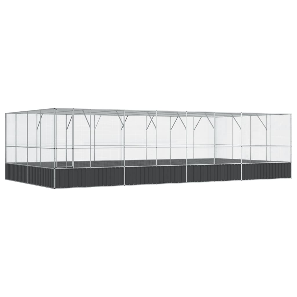 Aviary Silver and Charcoal Galvanized Steel Large Aviary