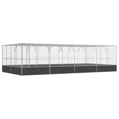 Aviary Silver and Charcoal Galvanized Steel Large Aviary