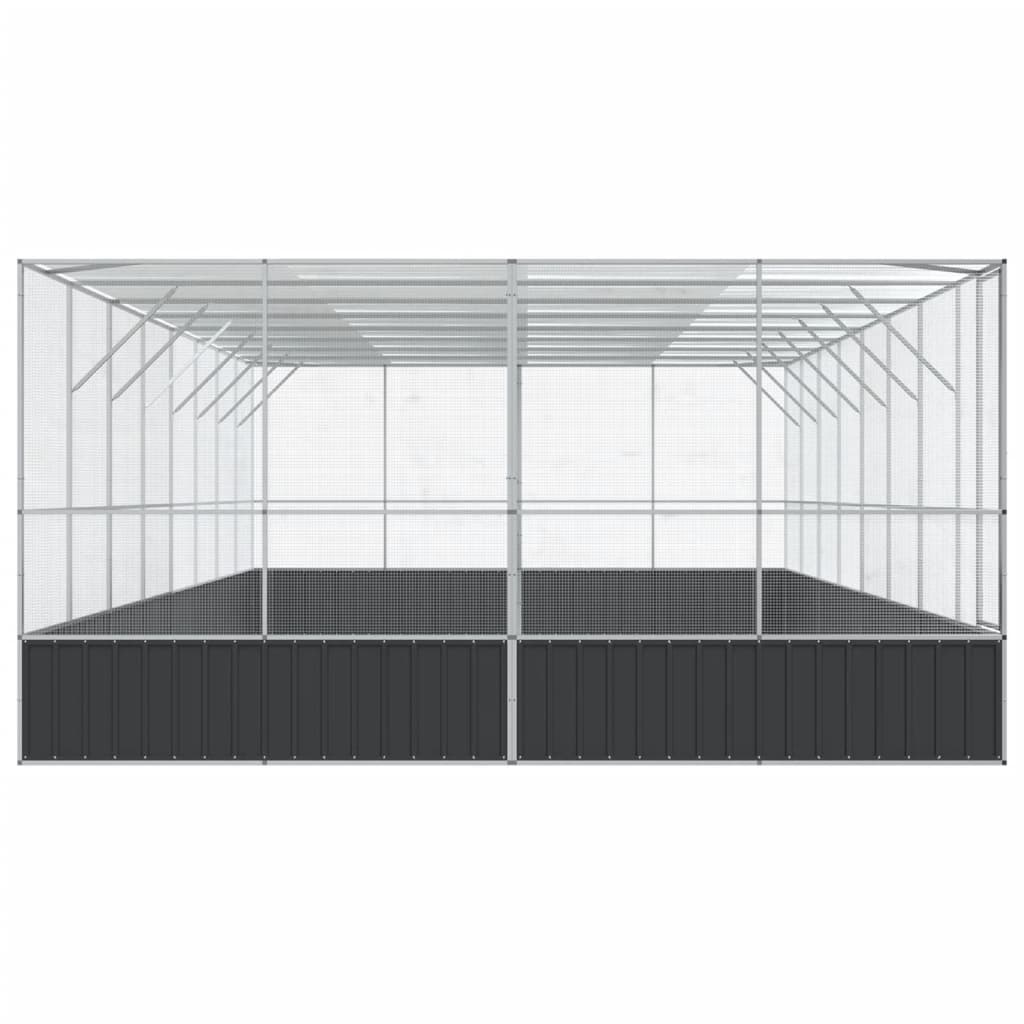 Aviary Silver and Charcoal Galvanized Steel Large Aviary