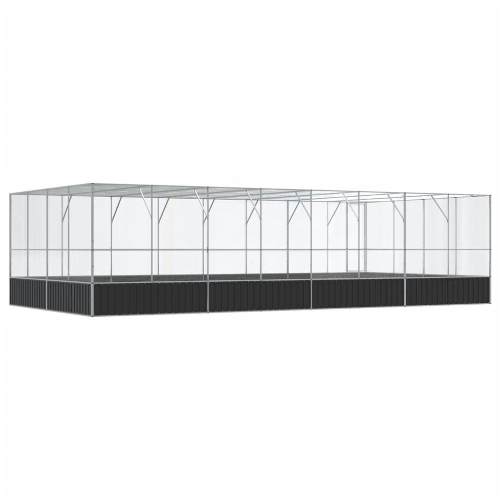 Aviary Silver and Charcoal Galvanized Steel Large Aviary