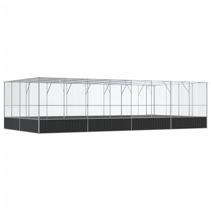 Aviary Silver and Charcoal Galvanized Steel Large Aviary