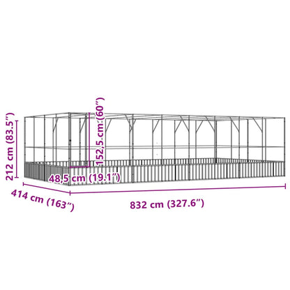 Aviary Silver and Charcoal Galvanized Steel Large Aviary