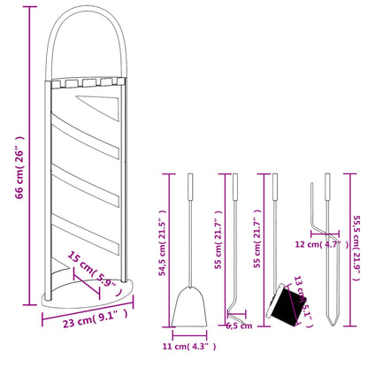 5 Piece Fireplace Tool Set 23x15x66 cm Steel