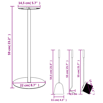 4 Piece Fireplace Tool Set 22x59 cm Steel