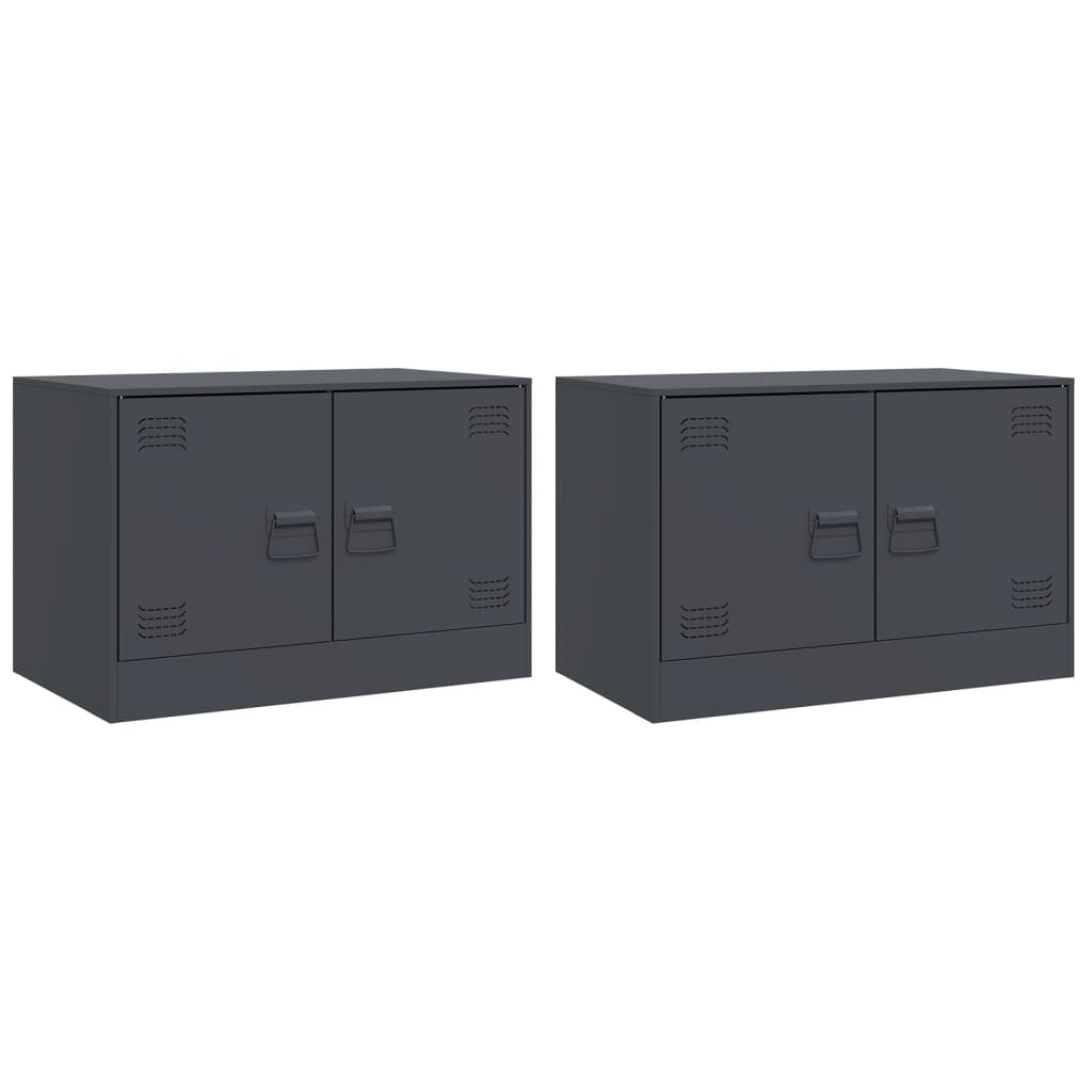 TV Cabinets 2 pcs Anthracite 67x39x44 cm Steel