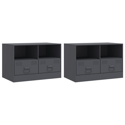 TV Cabinets 2 pcs Anthracite 67x39x44 cm Steel