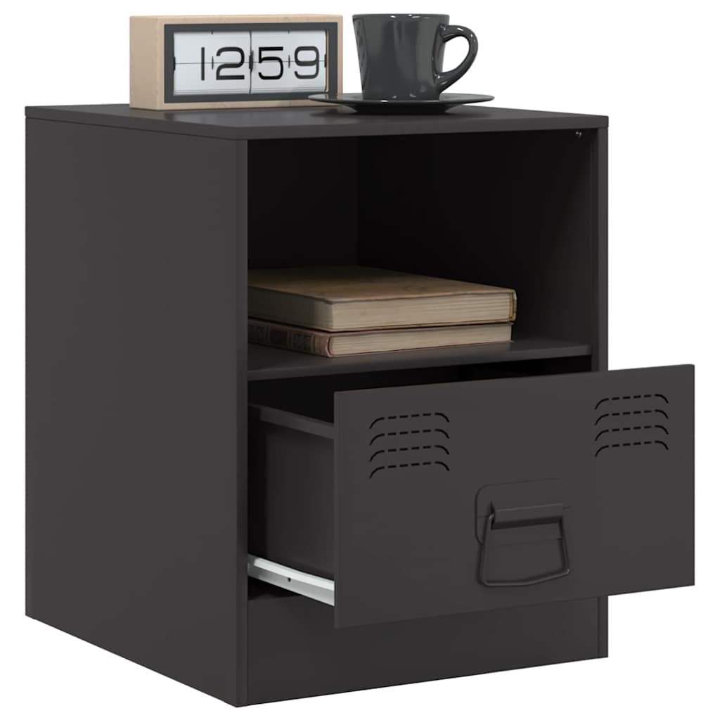 Bedside Cabinet | Set of 2 | Black | Cold-rolled steel | Medium