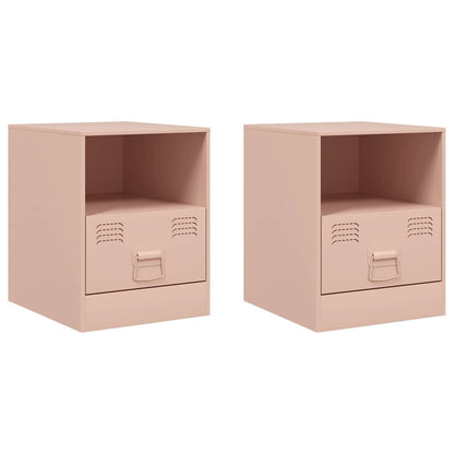Bedside Cabinet | Set of 2 | Pink | Cold-rolled steel | 34.5 x 39 x 44 cm