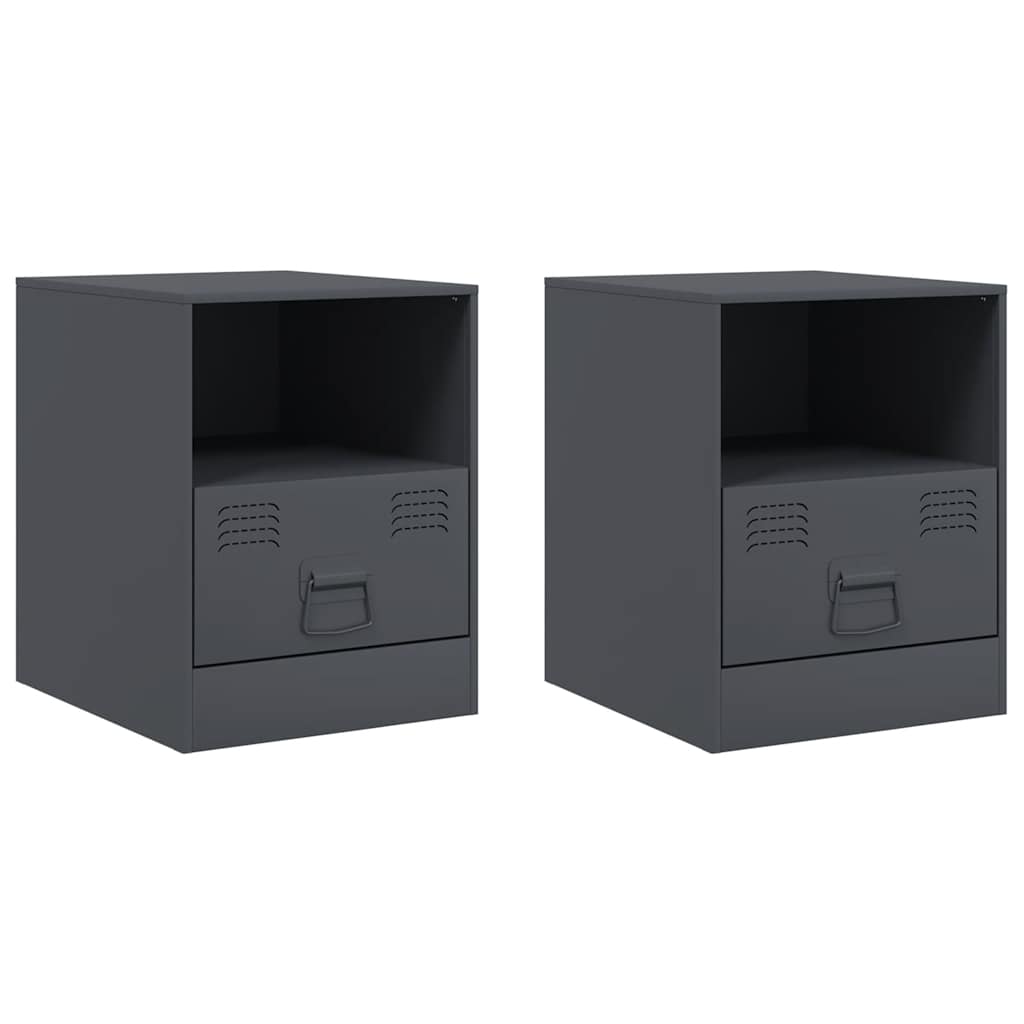 Bedside Cabinet | Set of 2 | Anthracite | Cold-rolled steel