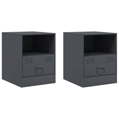 Bedside Cabinet | Set of 2 | Anthracite | Cold-rolled steel